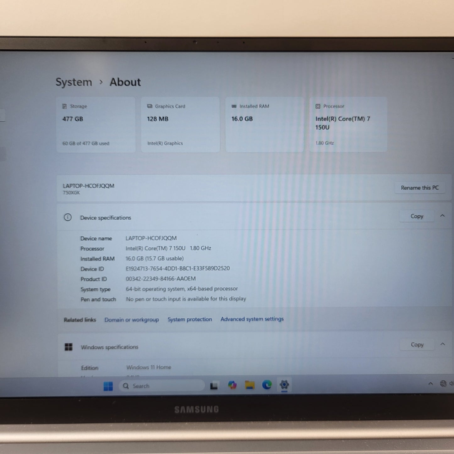Samsung Galaxy Book 4 NP750XGK 15.6" Intel Core Ultra 7 16GB RAM 512GB SSD
