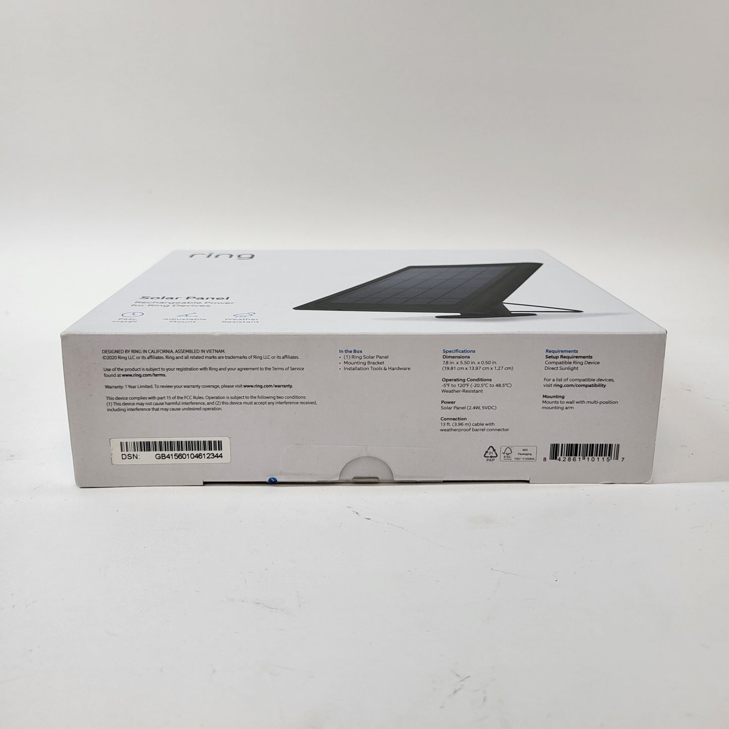 New Ring Rechargable Power Solar Panel Black
