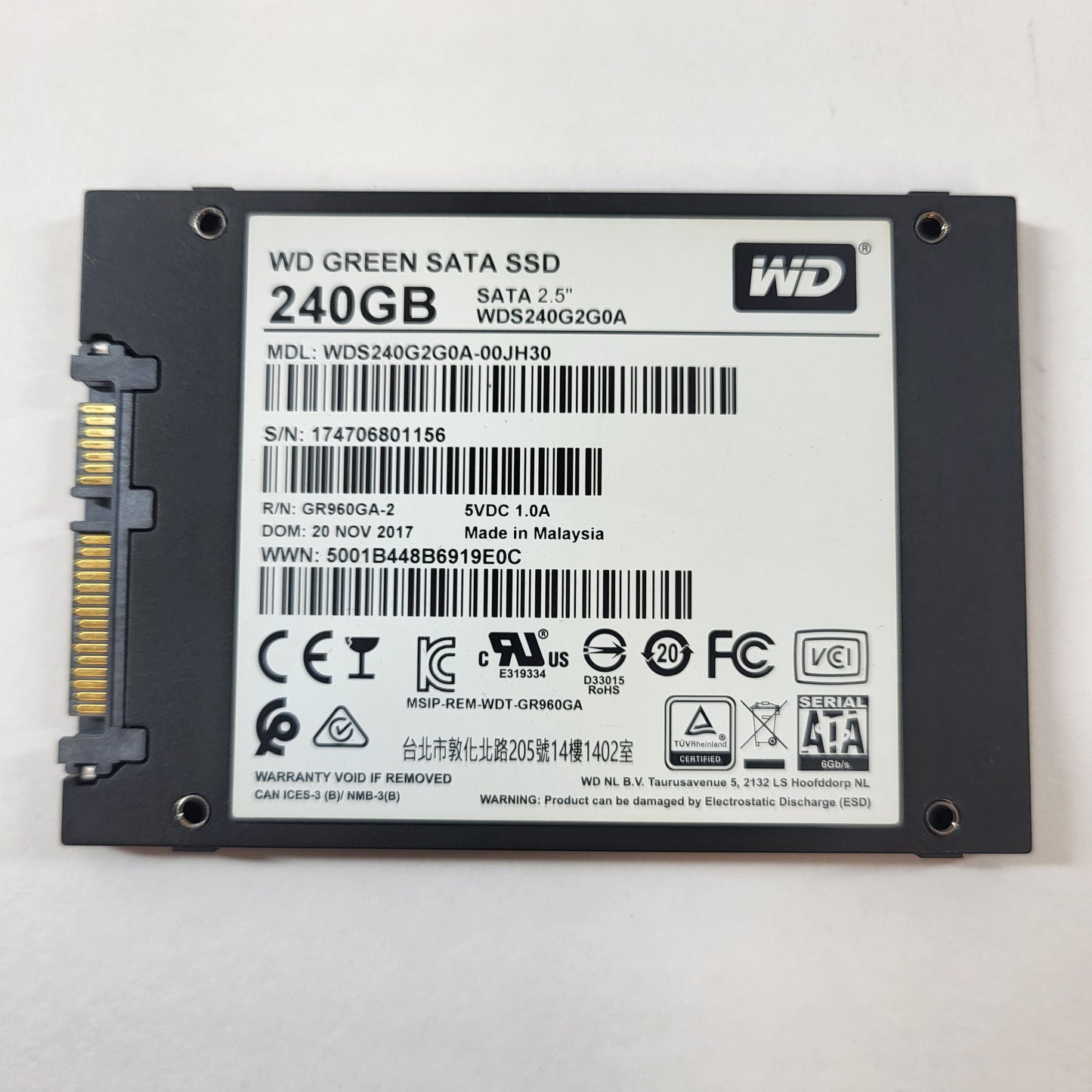 Western Digital WD 2.5" WD Green SATA SSD 240GB SATA III 6Gbps SSD
