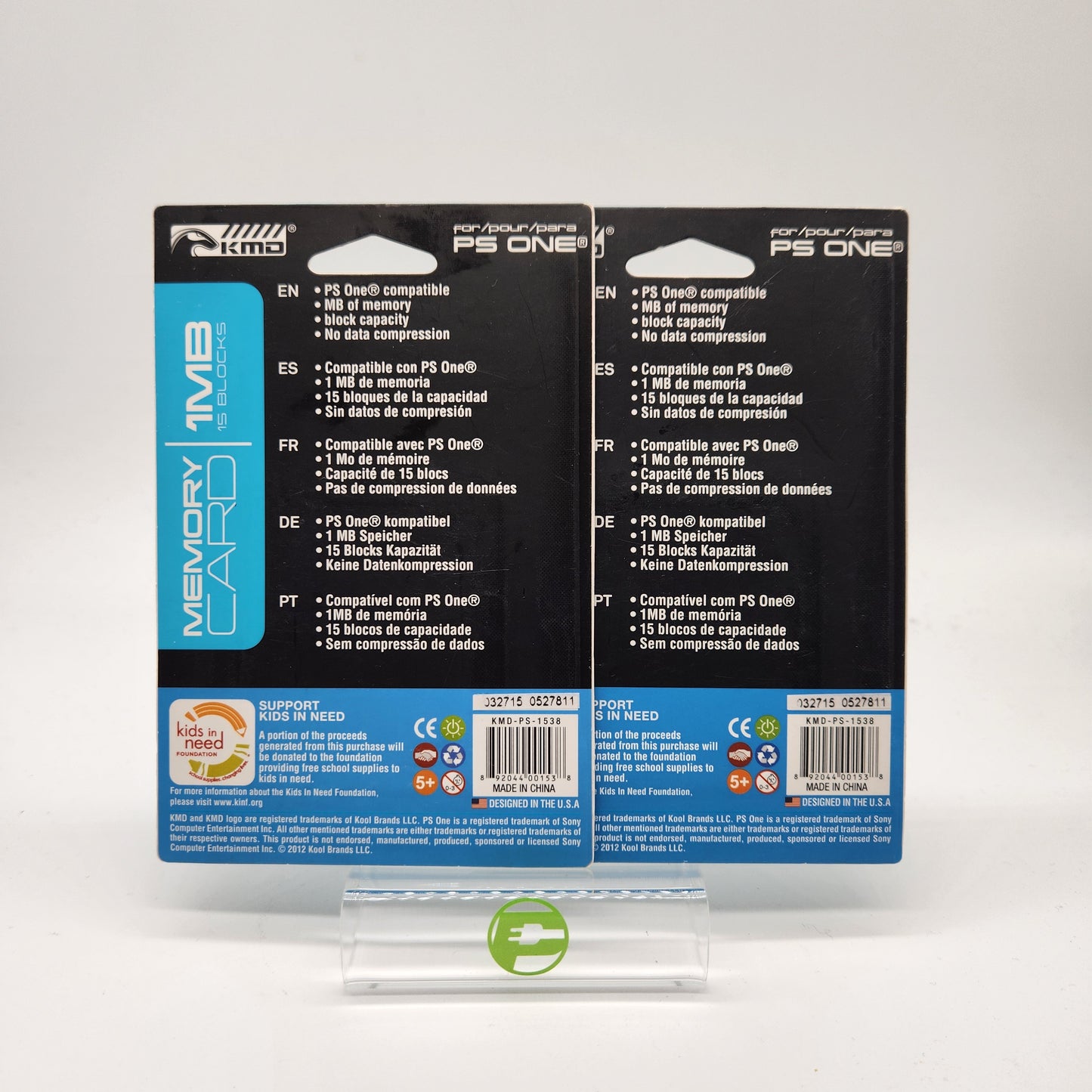New 2-Pack KMD PS One 1MB 15 Blocks Memory Card Gray For Playstation 1 PS1
