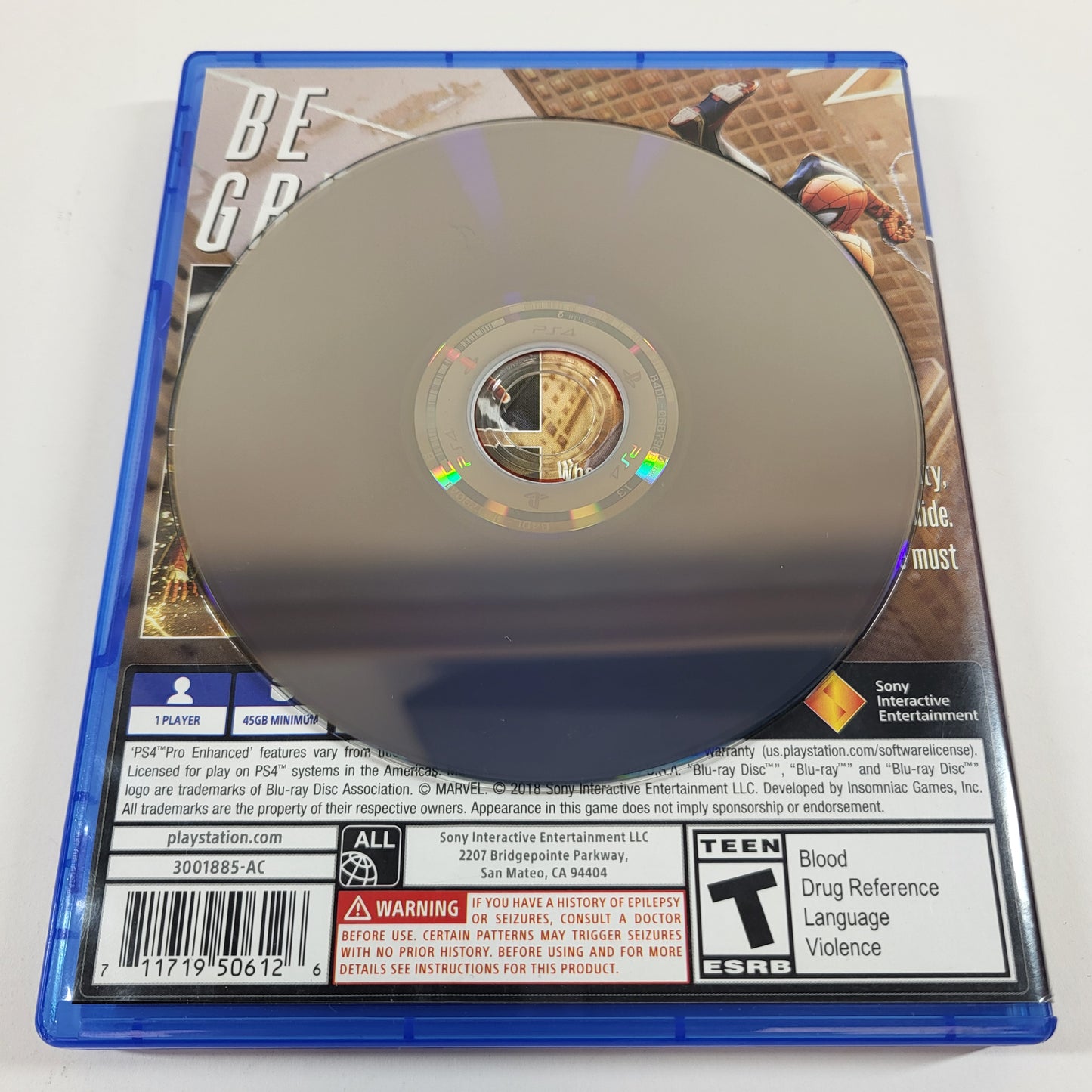 Marvel Spiderman (Sony PlayStation 4 PS4, 2018)