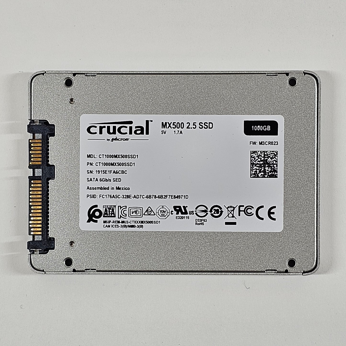 Crucial 2.5" MX500 1TB SATA 6Gbps SSD CT1000MX500SSD1