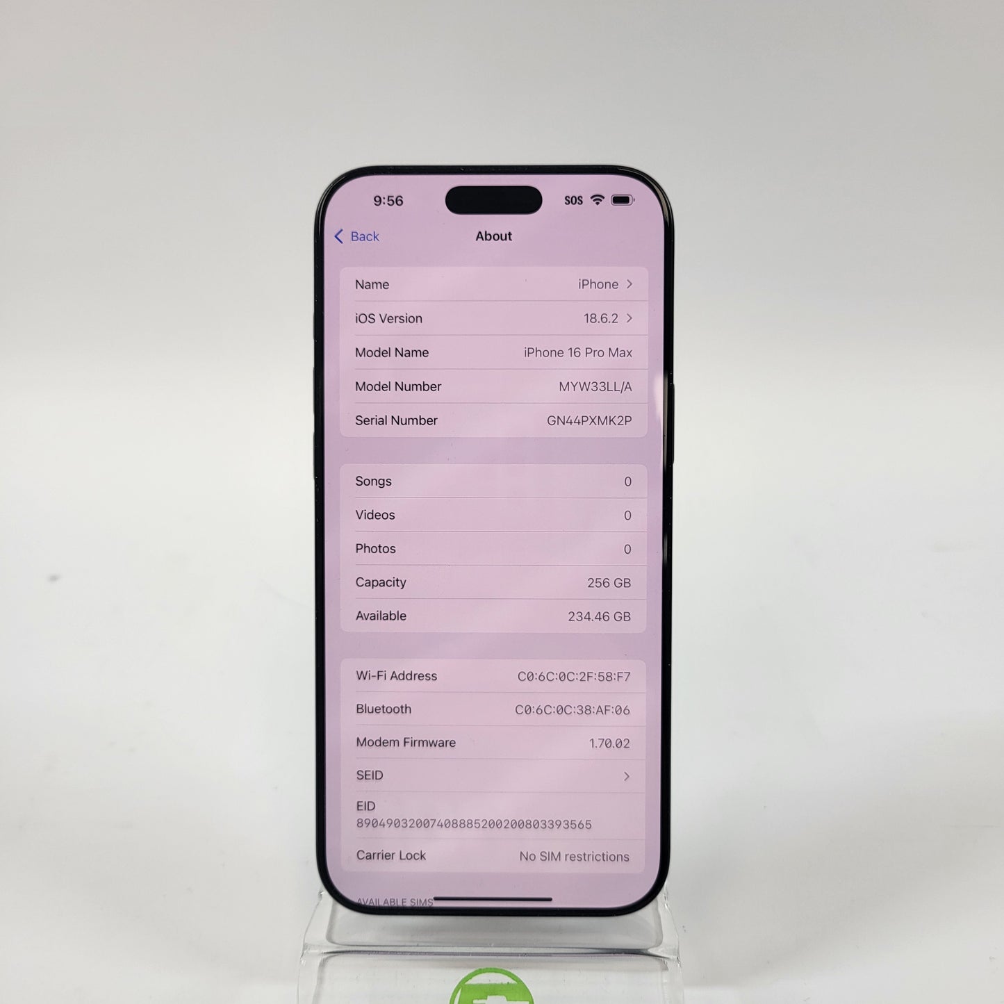 Factory Unlocked Apple iPhone 16 Pro Max 256GB Black Titanium MYW33LL/A
