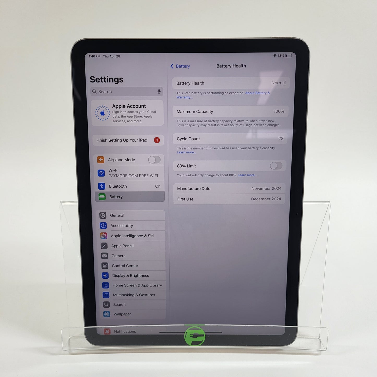 Wifi Only Apple iPad Air 11" M2 128GB 18.4.1 Space Gray MUWC3LL/A