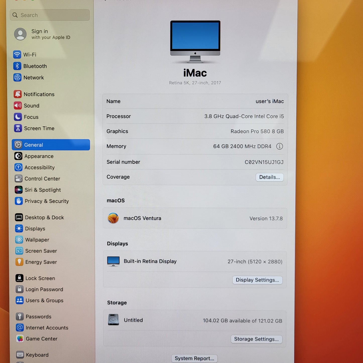 2017 Apple iMac 27" i5 3.8GHz 64GB RAM 2TB Fusion Silver A1419