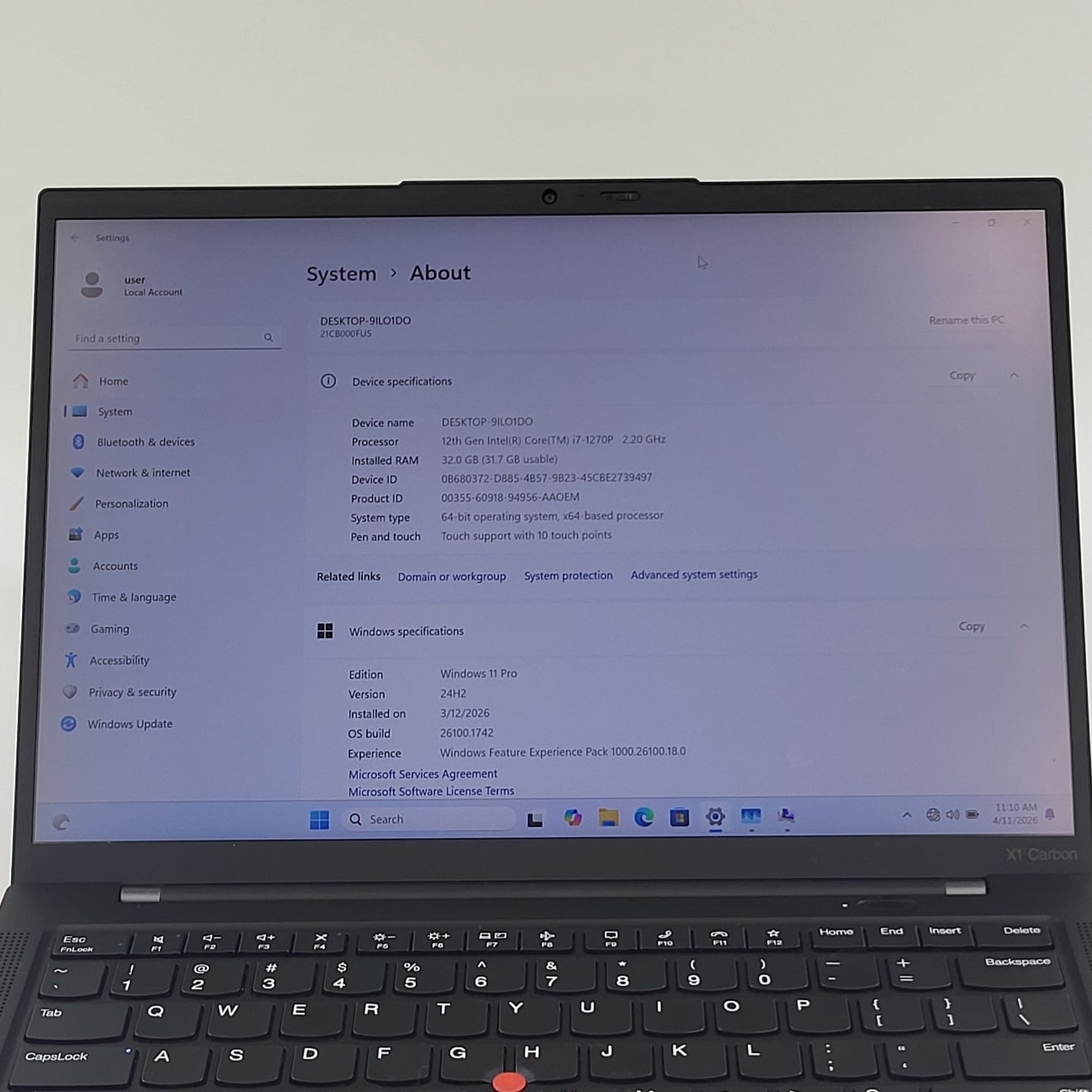 Lenovo ThinkPad X1 Carbon Gen 10 9ILO1DO 14" i7-1270P 4.8GHz 32GB RAM 512GB SSD
