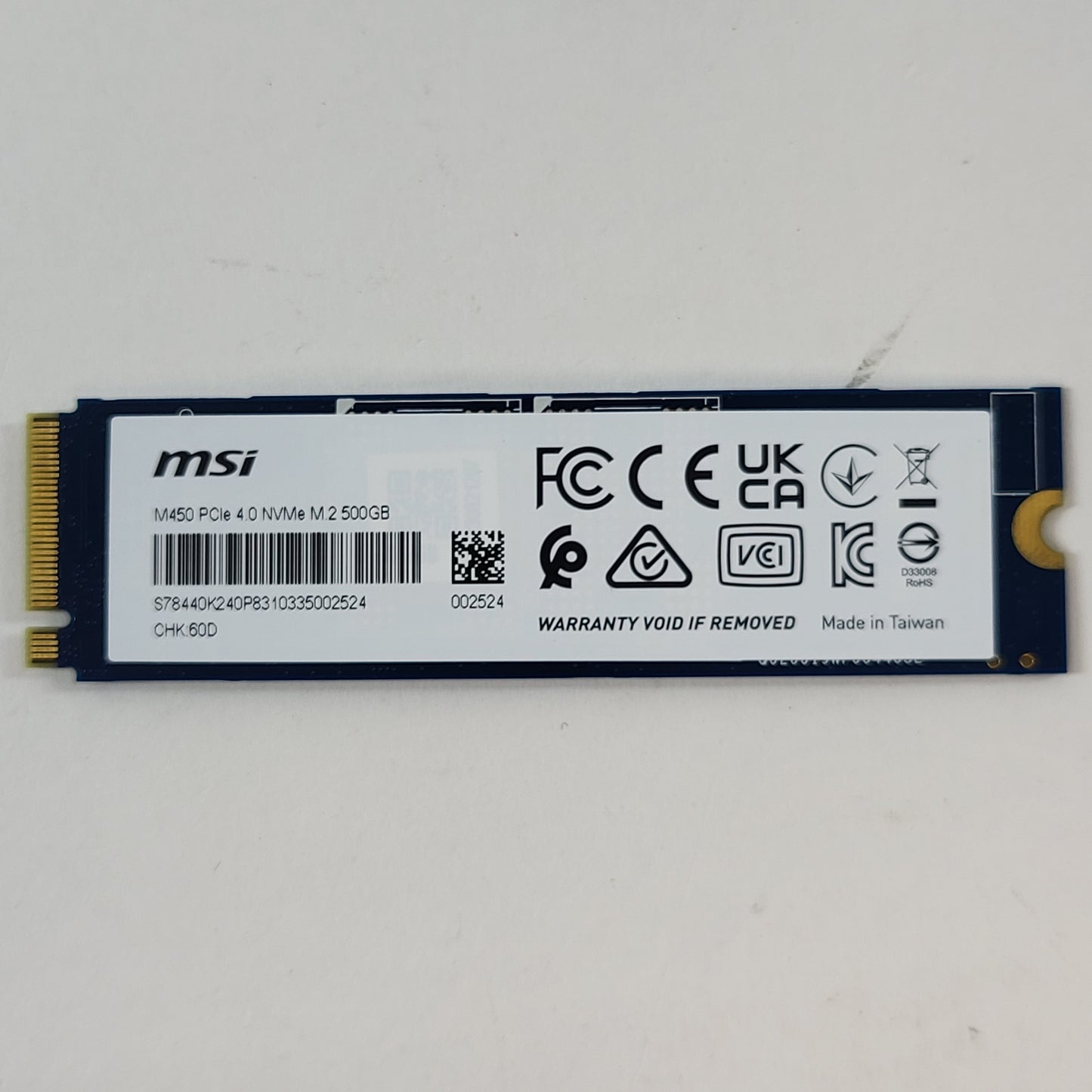 MSi 2280mm Spatium M450 500GB M.2 NVMe Gen 4.0 x 4 SSD