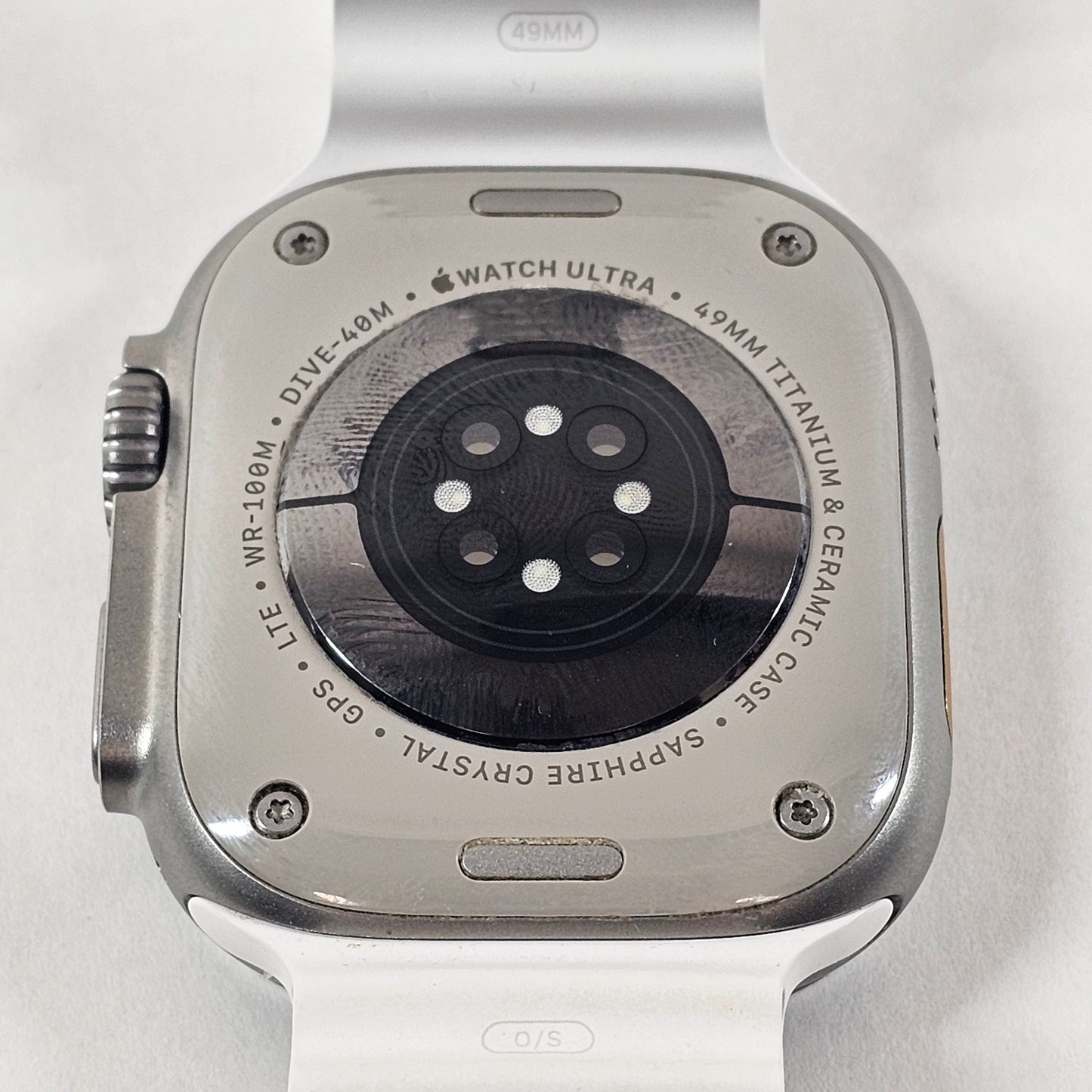 Unlocked Apple Watch Ultra 49MM Natural Titanium White Ocean Band MNH83LL/A