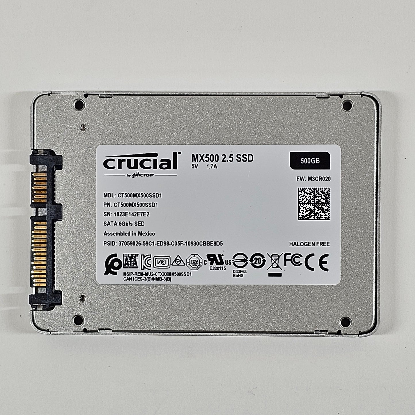 Crucial 2.5" MX500 SSD 500GB SATA 6Gbps SSD CT500MX500SSD1