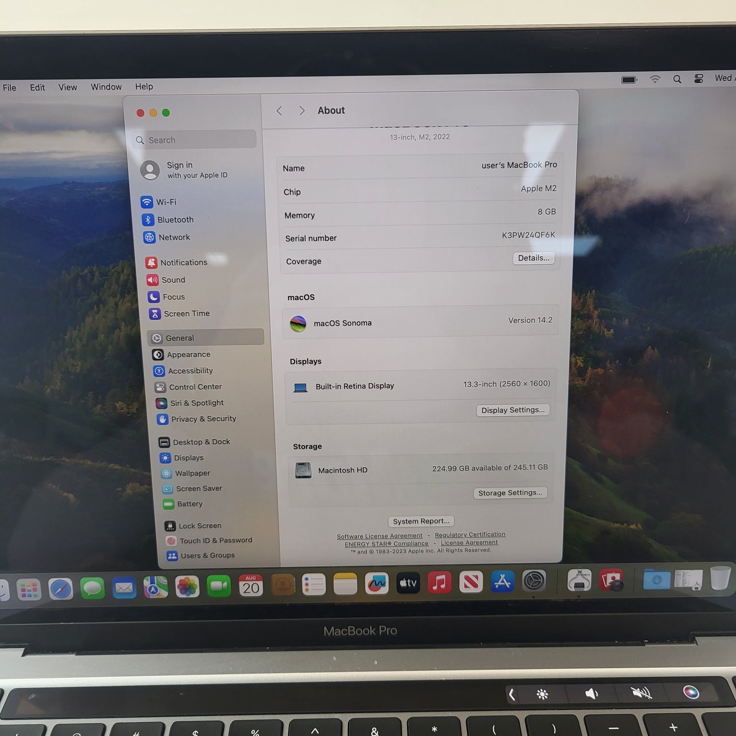 2022 Apple MacBook Pro 13.3" M2 10C GPU 3.5GHz 8GB RAM 256GB SSD A2338