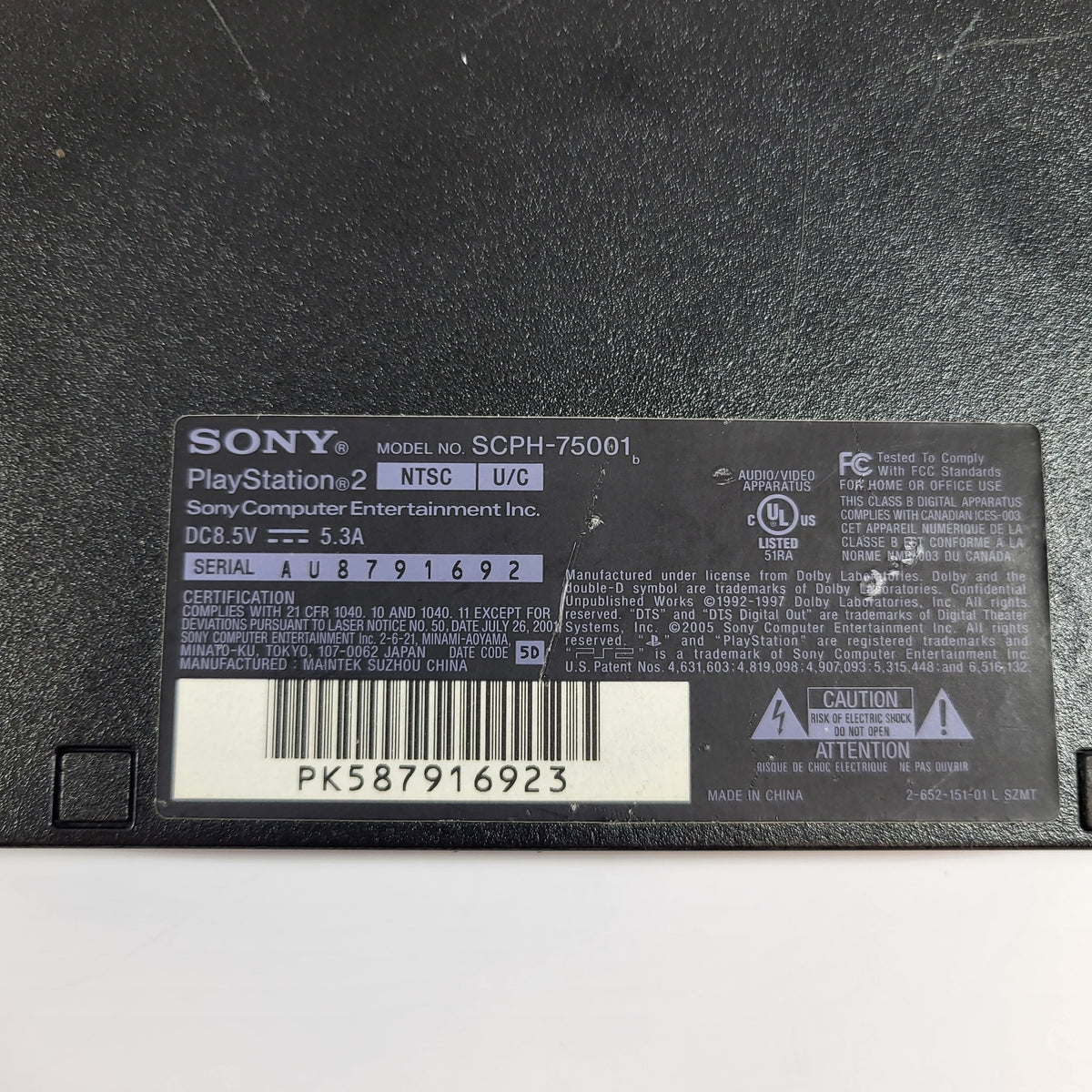 Sony PlayStation 2 Slim PS2 Black Console Gaming System SCPH-75001