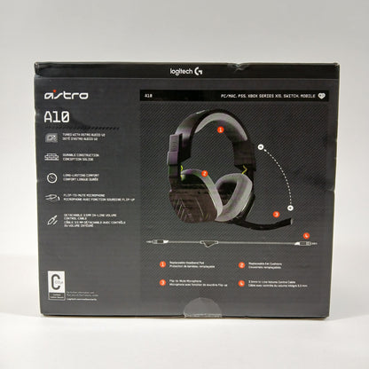 New Logitech Astro A10 Gen 2 Gaming Headset Black 650-041443 008