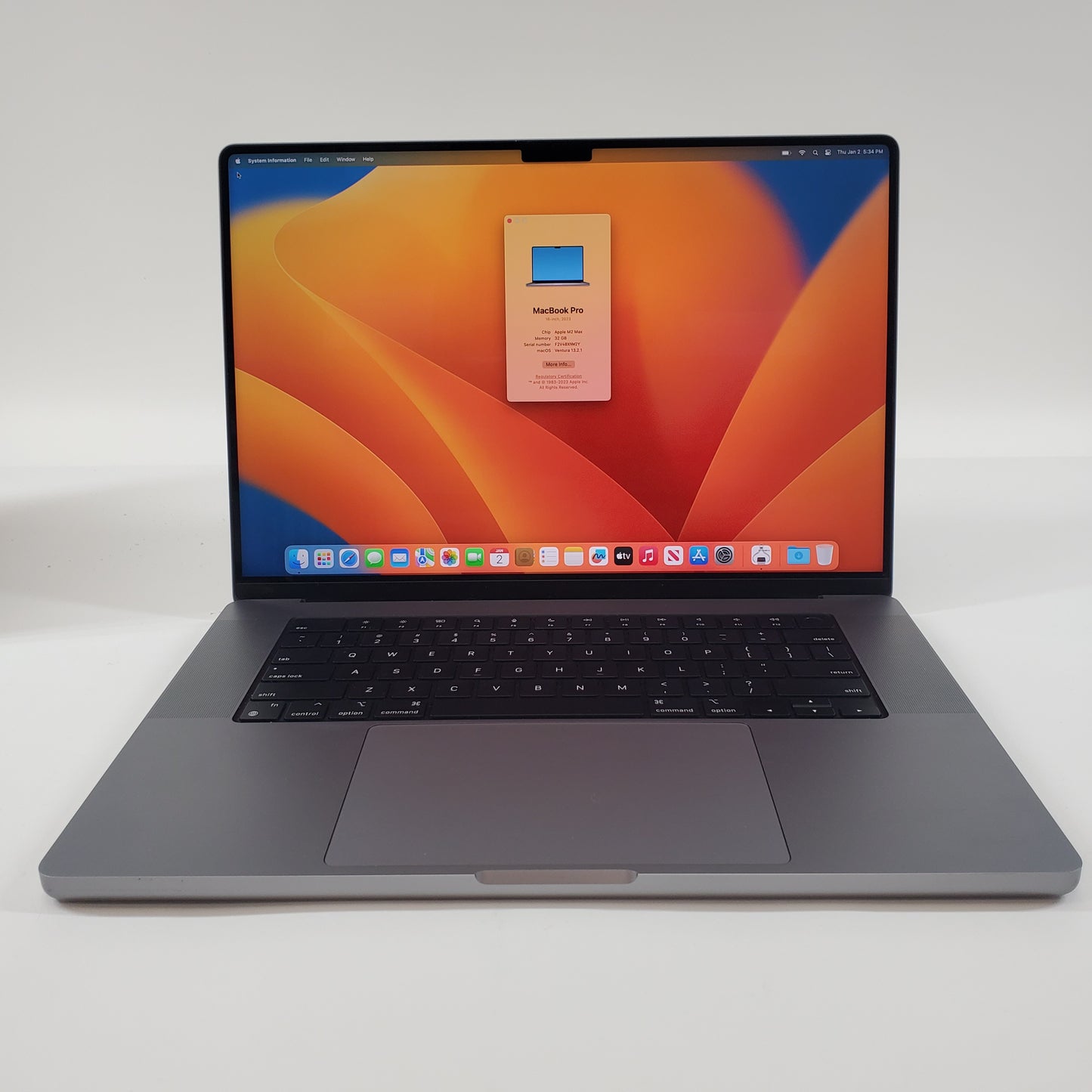 2023 Apple Macbook Pro 16" M2 Max 12 Core 3.5GHz 32GB RAM 1TB SSD A2780