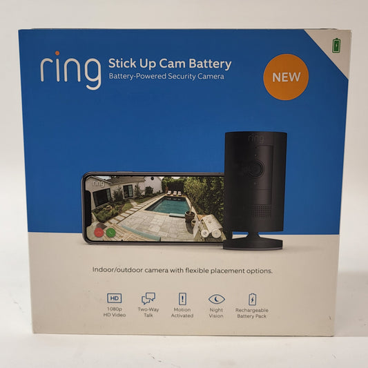 New Ring Stick Up Cam Battery Battery-Powered Sercurity Camera Black 