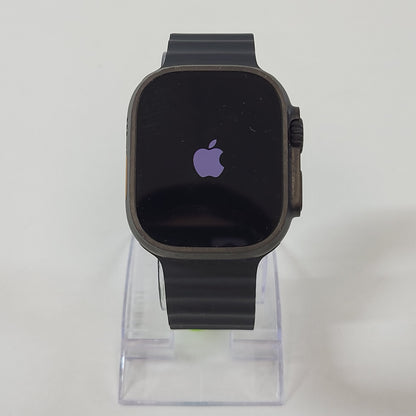 Factory Unlocked Apple Watch Ultra 2 Black Titanium Grooved Silicone Band 