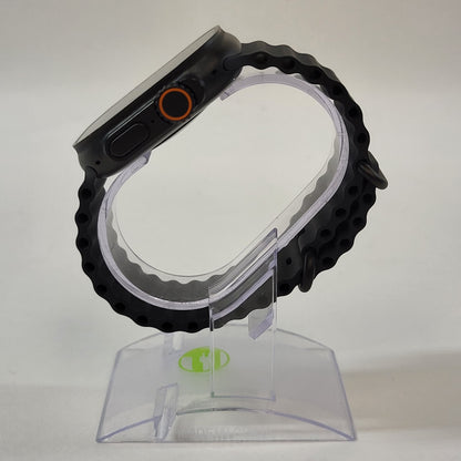 Factory Unlocked Apple Watch Ultra 2 Black Titanium Grooved Silicone Band 
