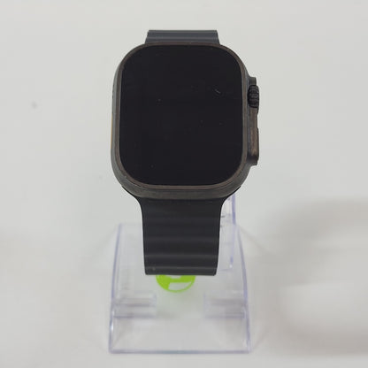 Factory Unlocked Apple Watch Ultra 2 Black Titanium Grooved Silicone Band 