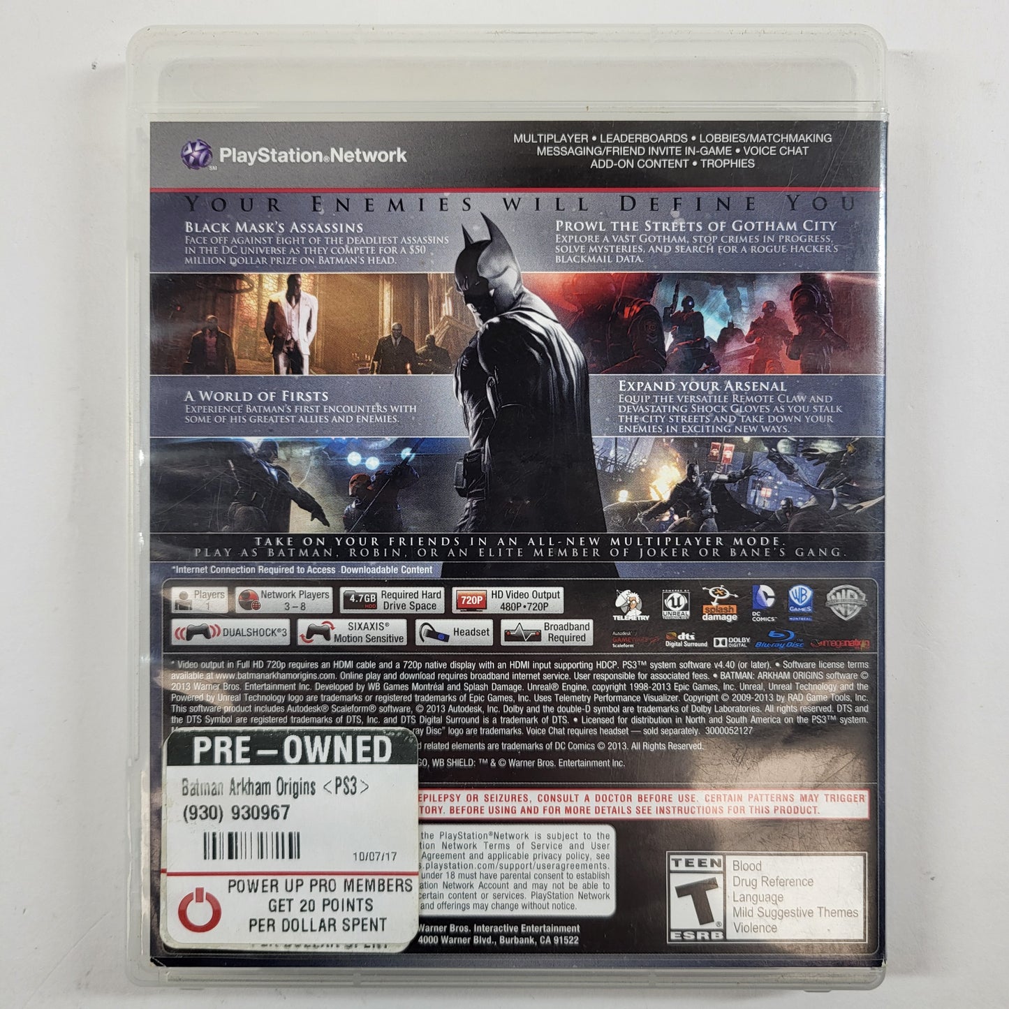 Batman: Arkham Origins (Sony PlayStation 3 PS3, 2013)