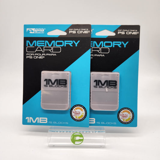 New 2-Pack KMD PS One 1MB 15 Blocks Memory Card Gray For Playstation 1 PS1