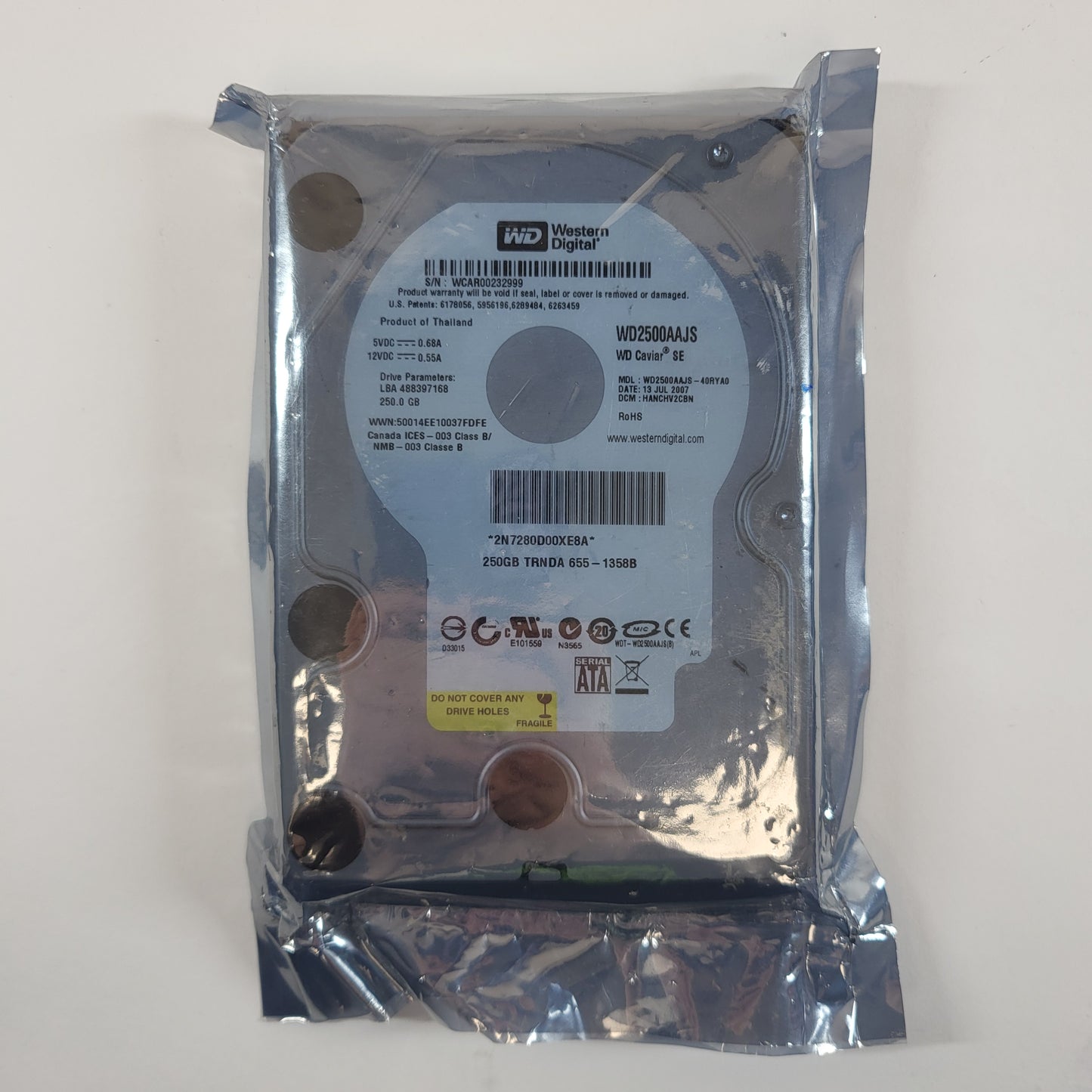 New Western Digital 3.5" WD2500AAJS-40RYA0 250GB 3.5 HDD