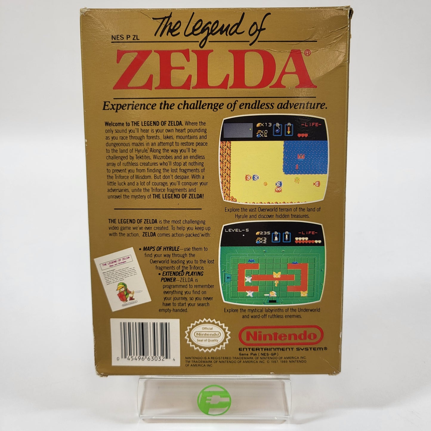 Legend of Zelda NES 1987 Original Gold Box Cart Cleaned Tested Maps Booklet