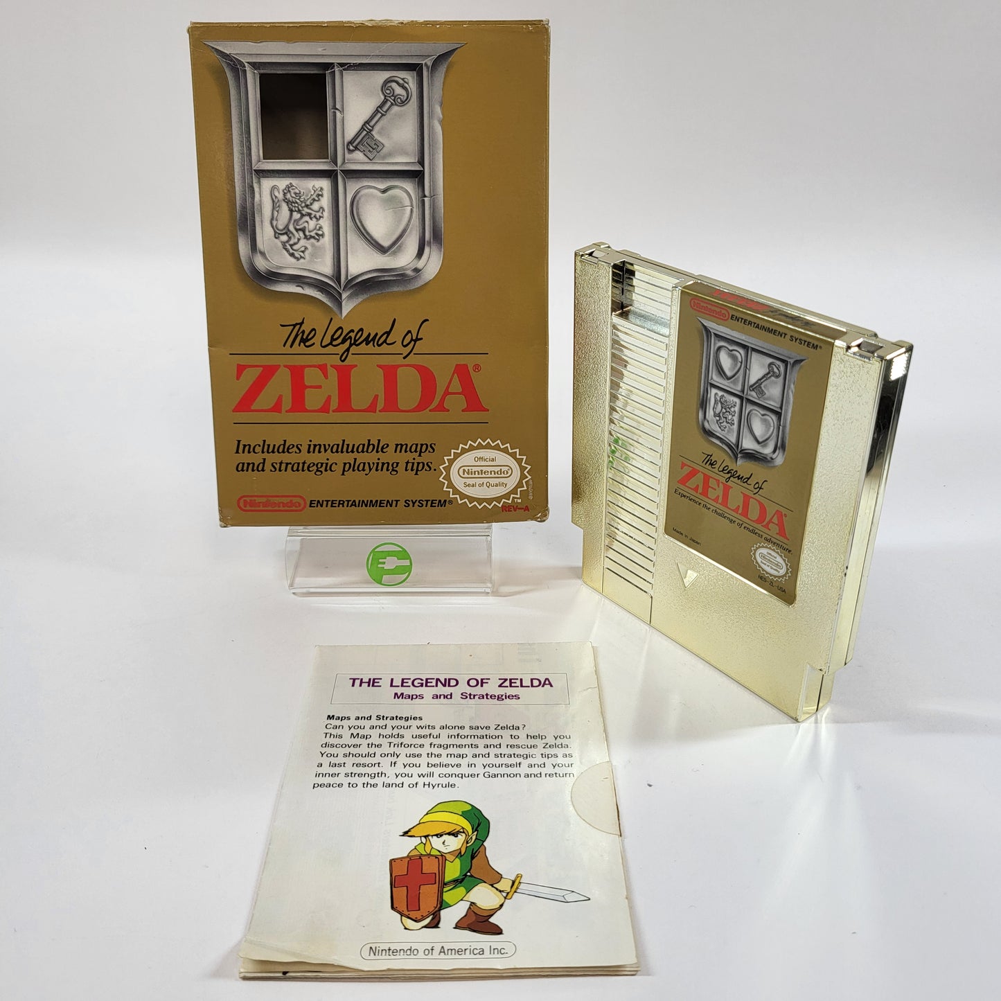 Legend of Zelda NES 1987 Original Gold Box Cart Cleaned Tested Maps Booklet