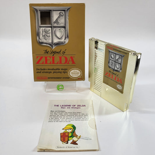 Legend of Zelda NES 1987 Original Gold Box Cart Cleaned Tested Maps Booklet