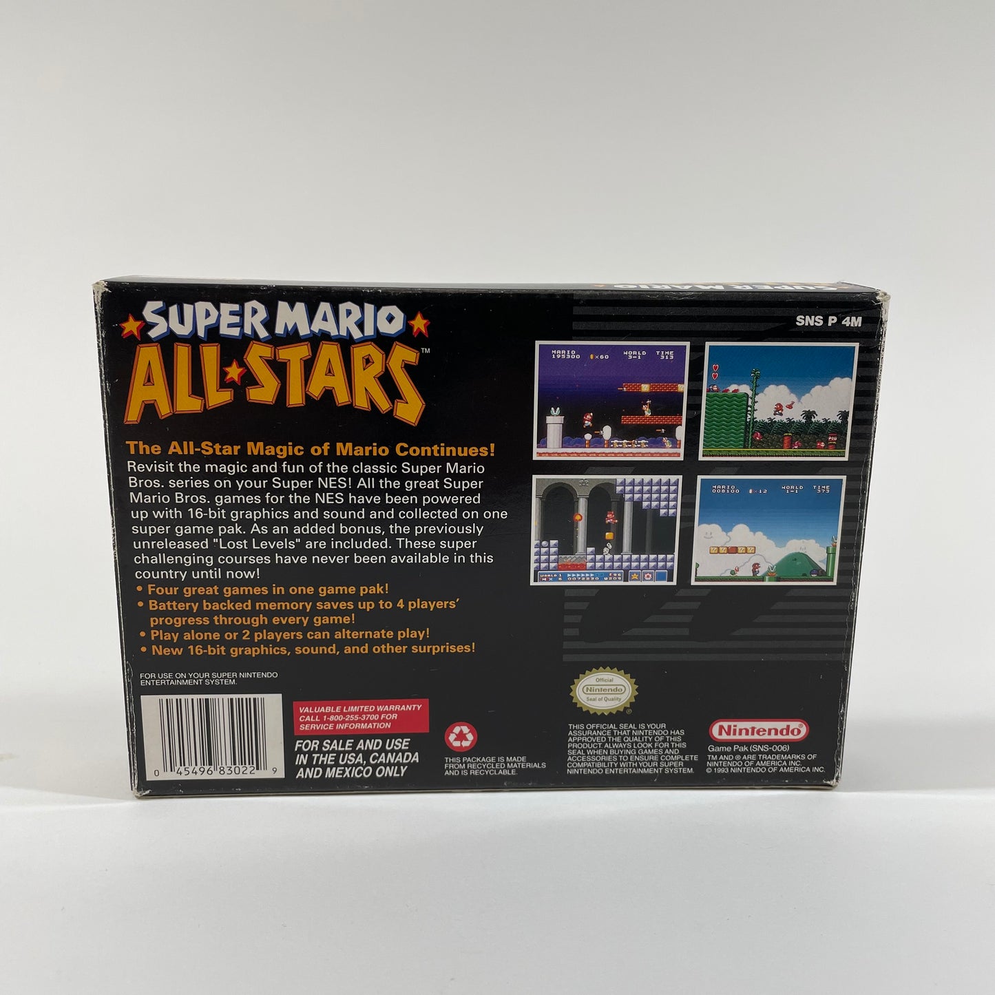 Super Mario All-Stars (Super Nintendo SNES, 1993) CIB