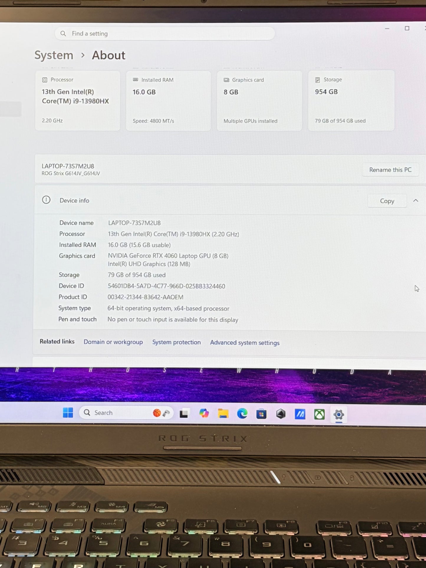 Asus ROG Strix G614J 16" i9-13980HX 5.0GHz 16GB RAM 1TB SSD GeForce RTX 4060