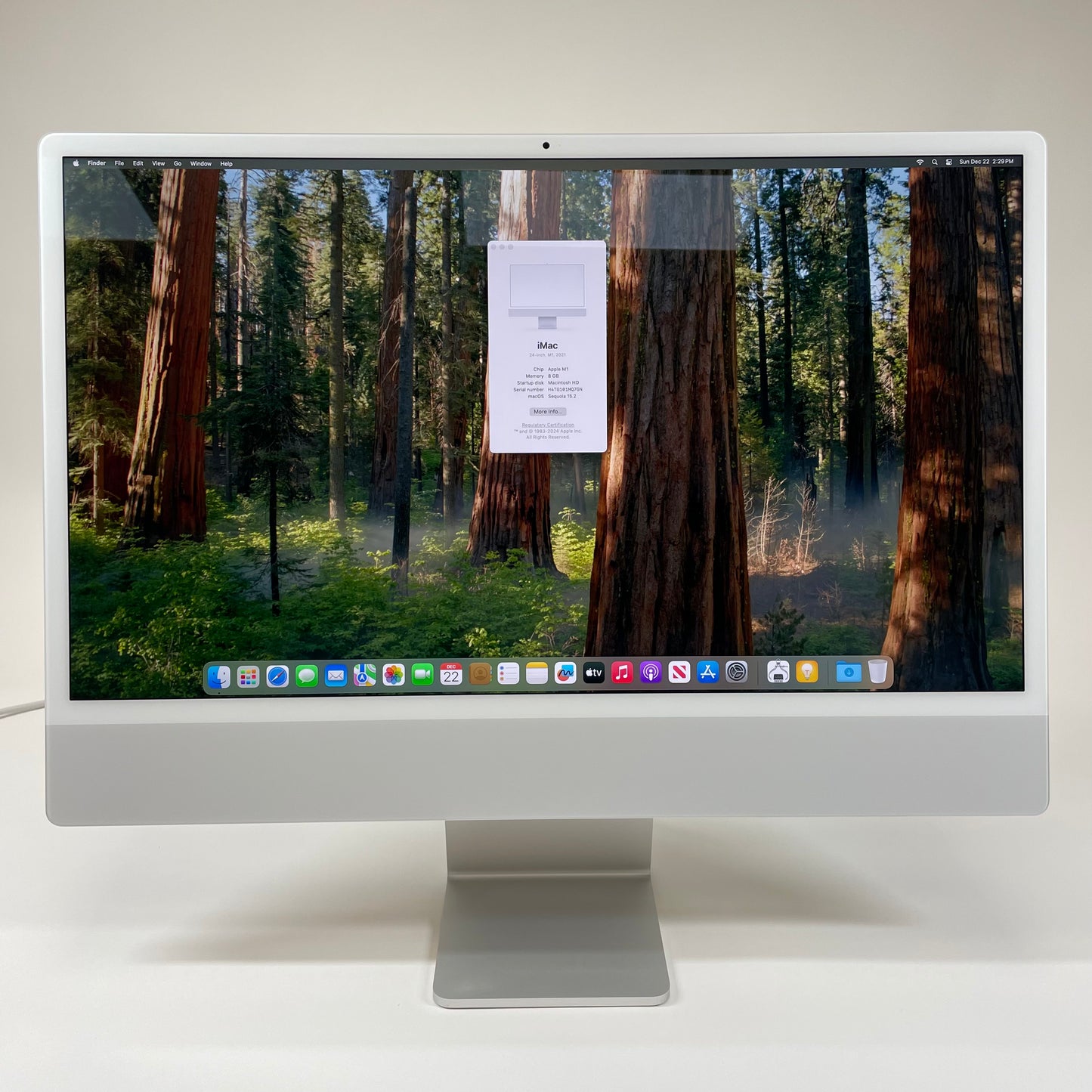 2021 Apple iMac  M1 3.2GHz 8GB RAM 256GB SSD Silver MGTF3LL/A