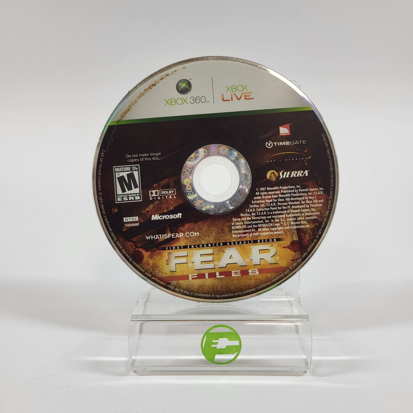 F.E.A.R. Files (Microsoft Xbox 360, 2007) Disc Only