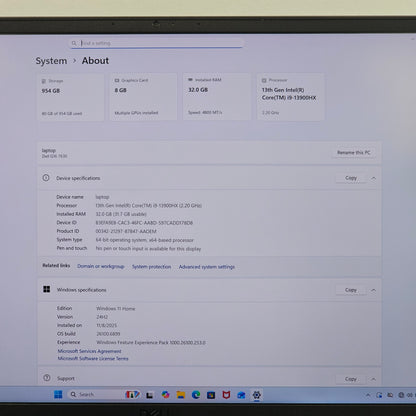 Dell G16 7630 16" i9-13900HX 2.2GHz 32GB RAM 1TB SSD GeForce RTX 4070