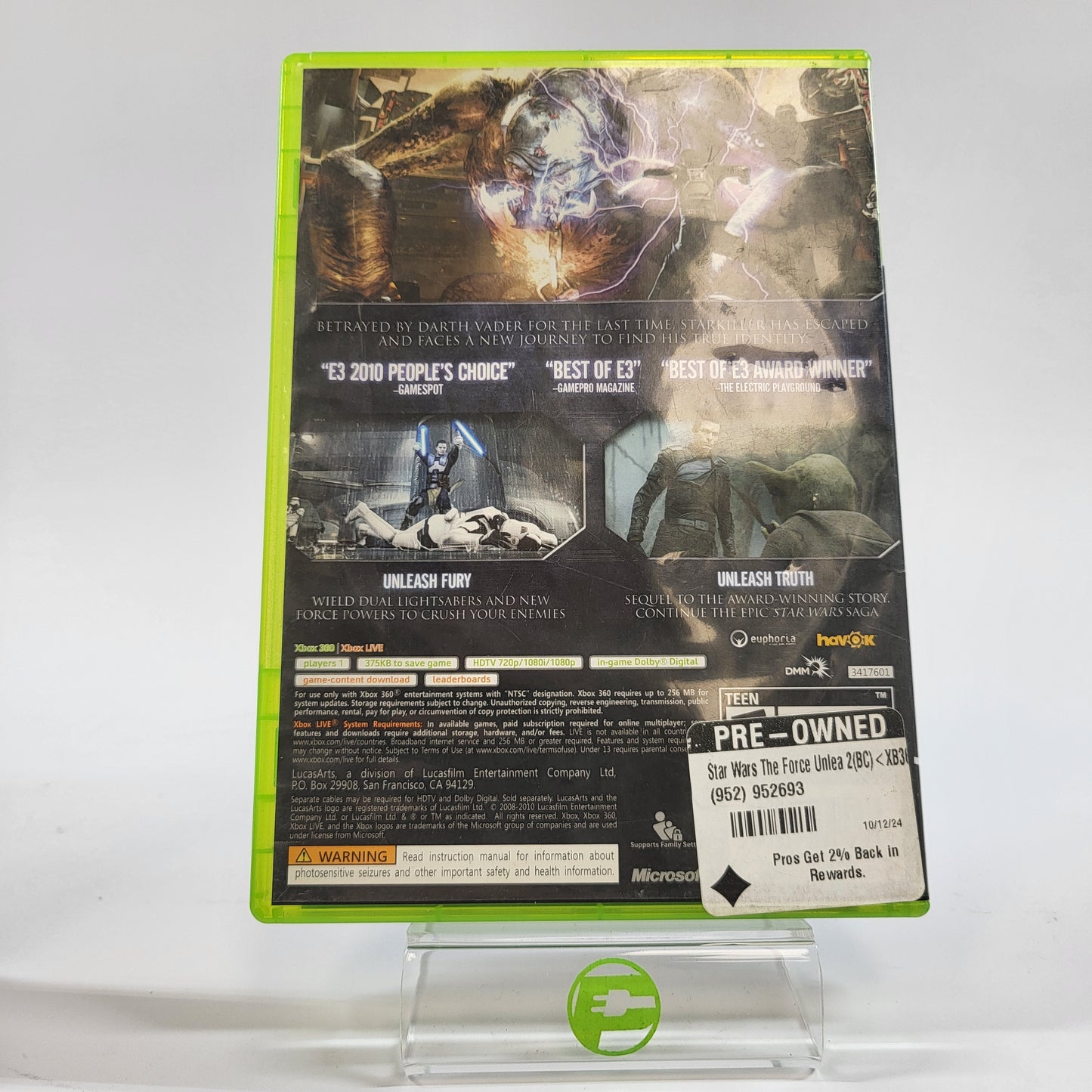 Star Wars: The Force Unleashed II (Microsoft Xbox 360, 2010)