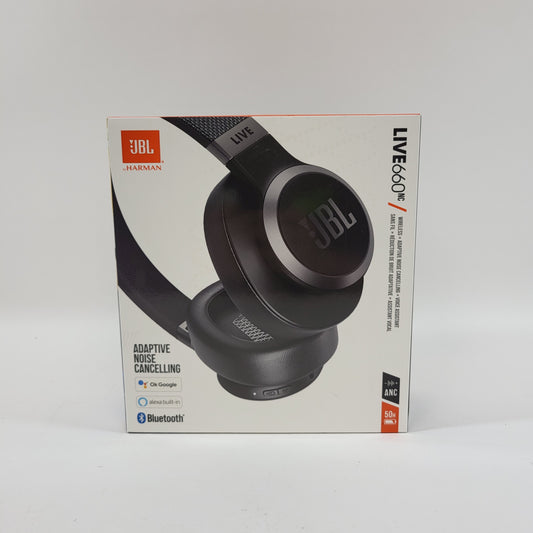 New JBL Live 660 Adaptive Noise Cancelling Headphonnes Black JBLLIVE660NCBLKAM