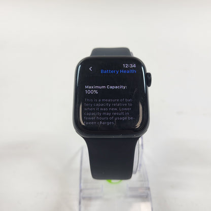 GPS Only Apple Watch SE 2nd Gen 44MM Midnight Aluminum Anchor Blue Sport Band