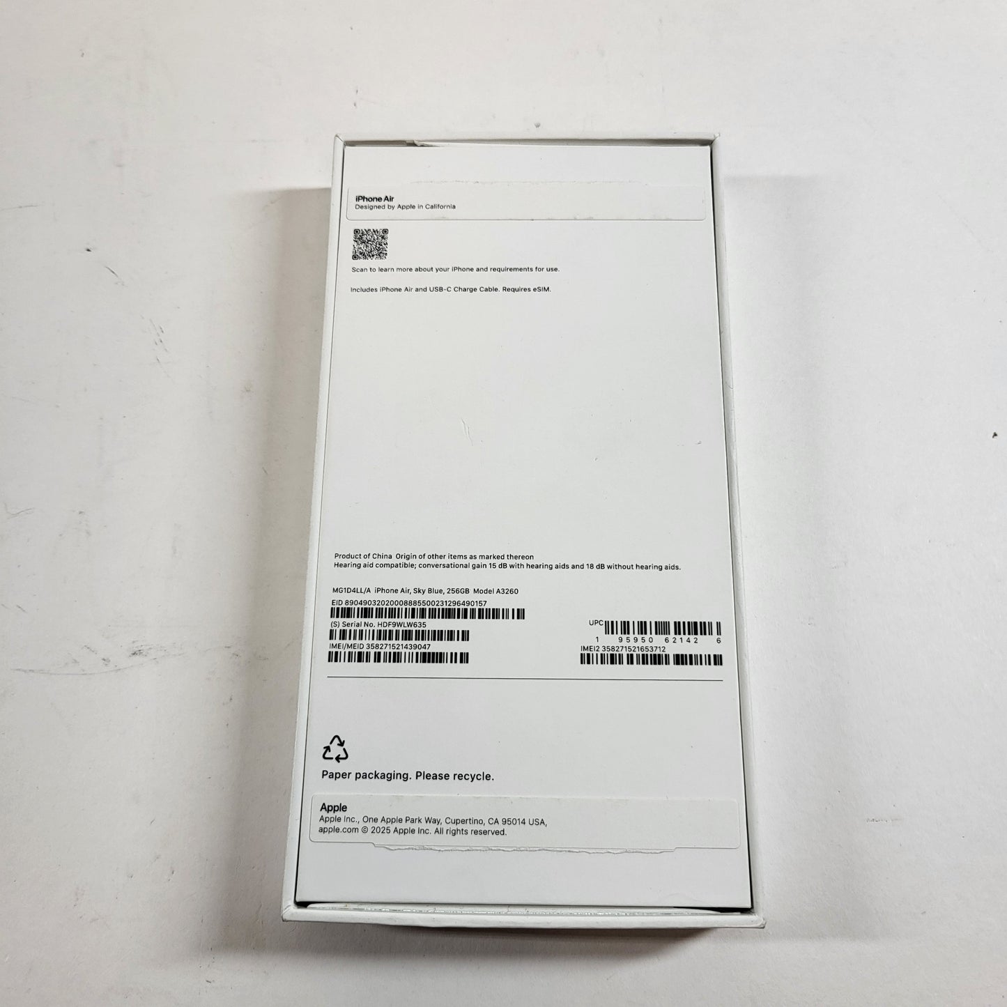 Factory Unlocked Apple iPhone Air 256GB Sky Blue MG1D4LL/A