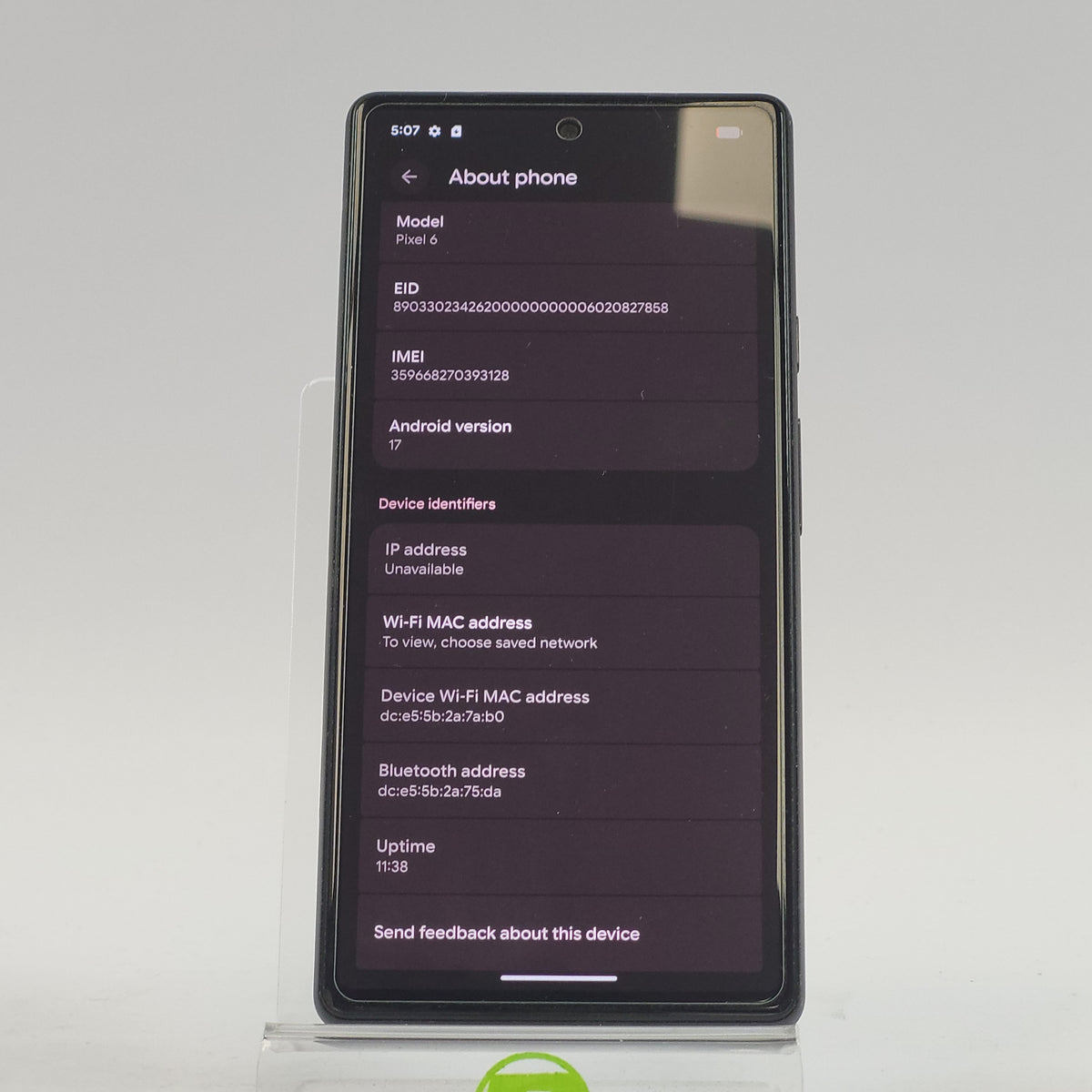 Unlocked Google Pixel 6 128GB Stormy Black GB7N6