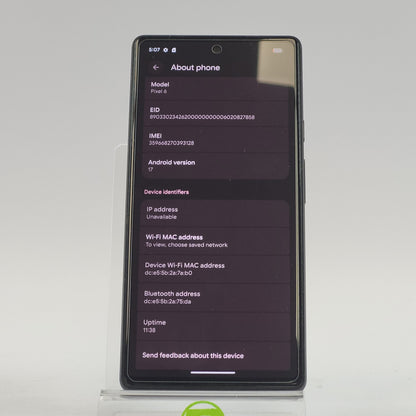 Unlocked Google Pixel 6 128GB Stormy Black GB7N6