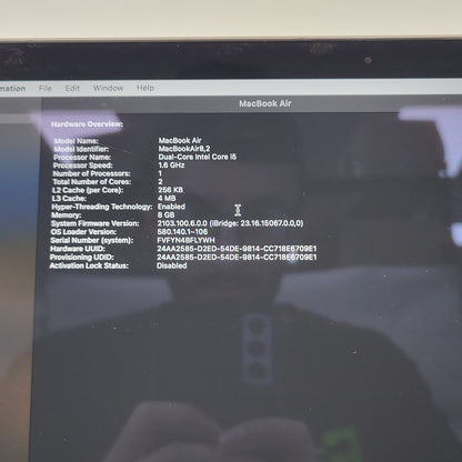 2019 Apple MacBook Air 13.3" i5 1.6GHz 8GB RAM 256GB SSD Space Gray A1932 READ