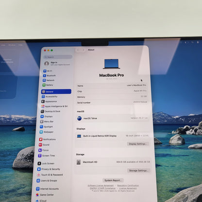 2021 Apple MacBook Pro 16" M1 Pro 16C GPU 3.2GHz 32GB RAM 512GB SSD A2485