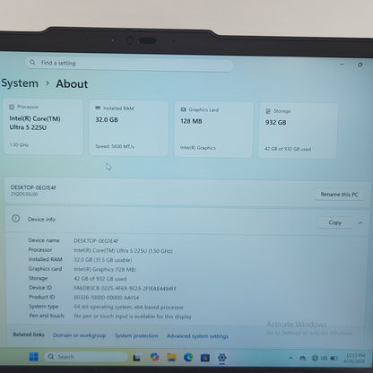 Lenovo Thinkpad T14 Gen 6 21QDS3SL00 14" Core Ultra 5 225U 1.5GHz 32GB RAM 1TB