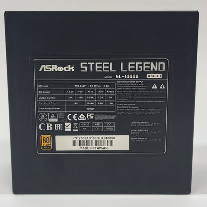 Asrock Steel Legend SL-1000G 80Plus Gold 1000W Fully Mod Switching Power Supply