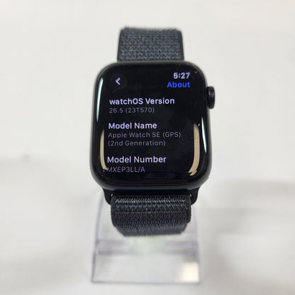 GPS Only Apple Watch SE 2nd Gen 44MM Midnight Aluminum Ink Sport Loop MXEP3LL/A