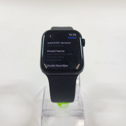 GPS Only Apple Watch SE 2nd Gen 44MM Midnight Aluminum Anchor Blue Sport Band