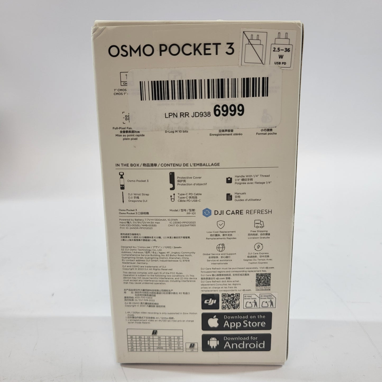 DJI Osmo Pocket 3 9.4MP 3-Axis Gimbal Camera PP-101