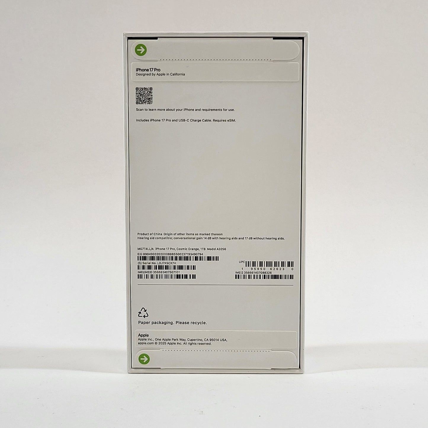 New Factory Unlocked Apple iPhone 17 Pro 1TB Cosmic Orange MG7T4LL/A