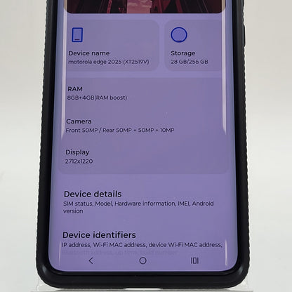 TracFone Motorola Edge 2025 256GB W1VDS36H.50-38-3-1 Black XT2519V