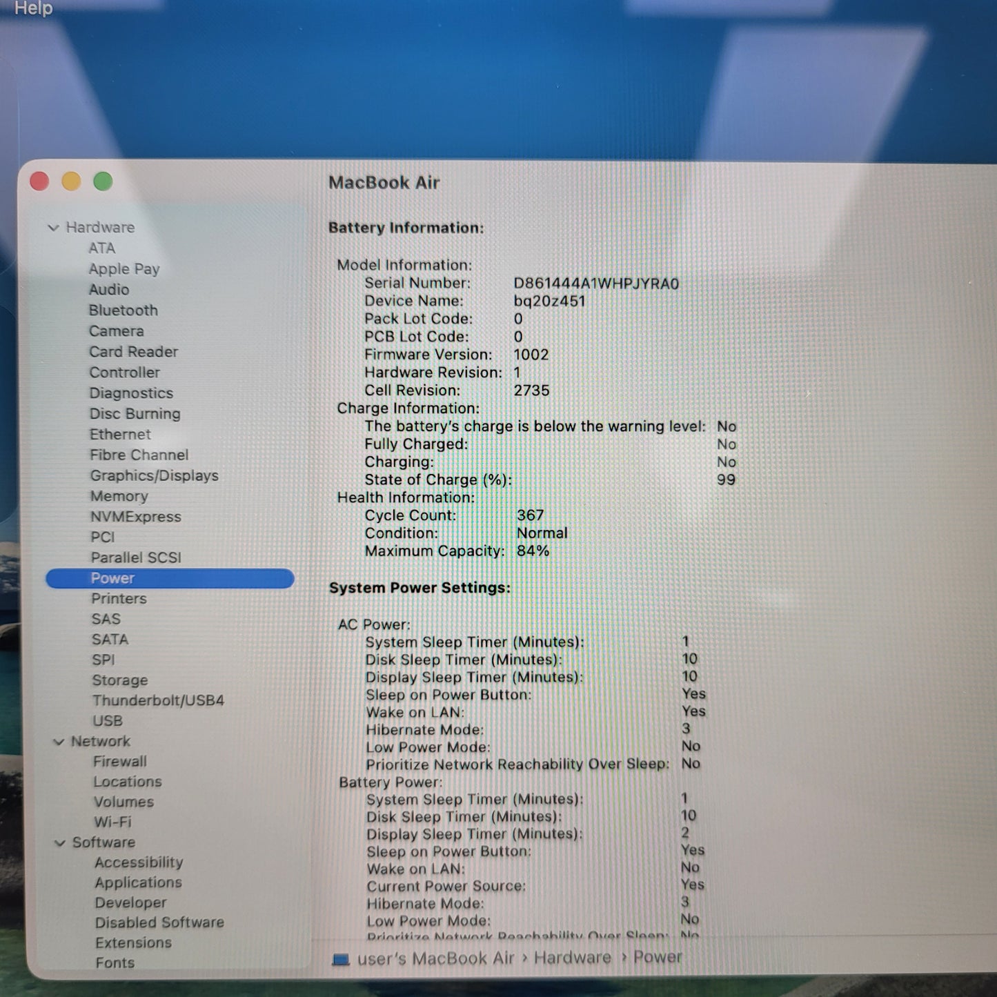 2020 Apple MacBook Air 13.3" M1 7C GPU 3.2GHz 8GB RAM 256GB SSD A2337 READ