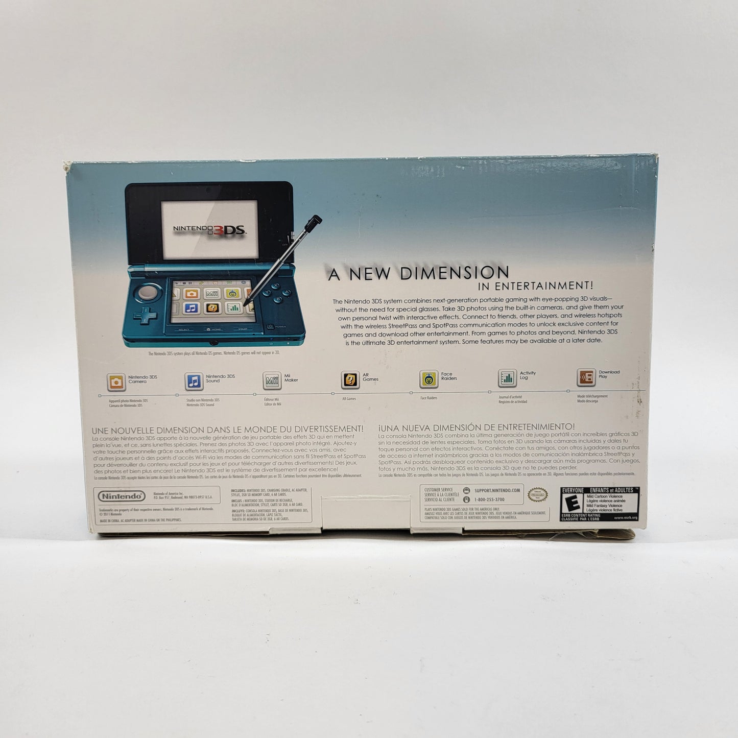 Nintendo 3DS Handheld Game Console CTR-001 Aqua Blue