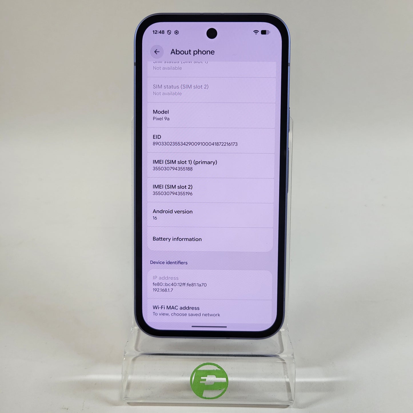 Unlocked Google Pixel 9a 128GB Iris GXQ96